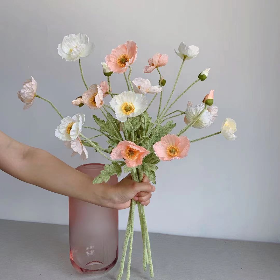 Flores de seda de amapola fals - Florist Supply Bulk reseña y precio